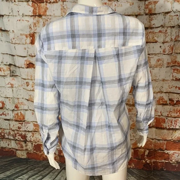 Anthropologie Grayson Blue Plaid Button Down Shirt - Picture 9 of 13